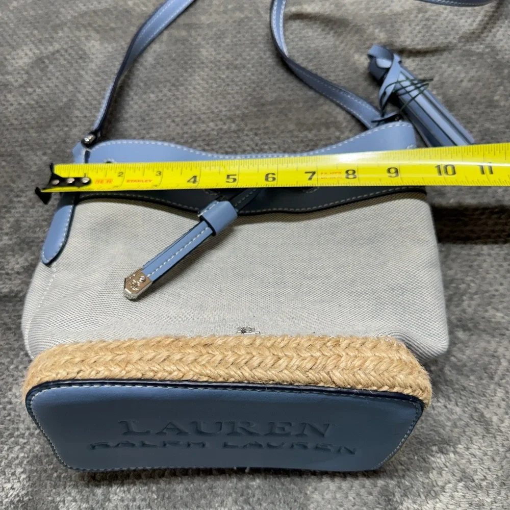 Lauren Ralph Lauren Andie Canvas Espadrille Bucket Bag Blue Crossbody
